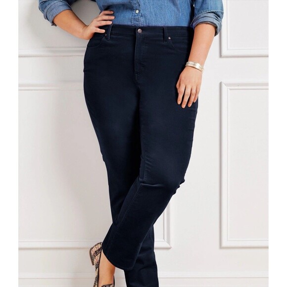 NWT Talbots Slimming Corduroy Straight Leg Stretch Pant Navy Blue High Rise 12 - Picture 1 of 12